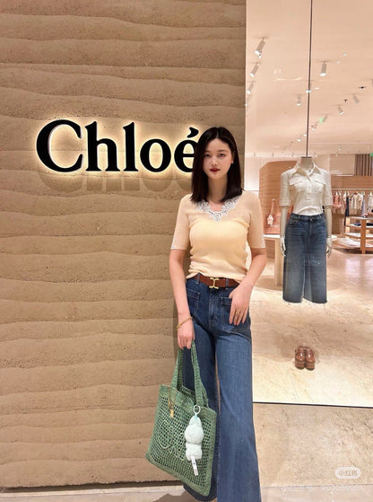 Cho 25ss lace knit shirt