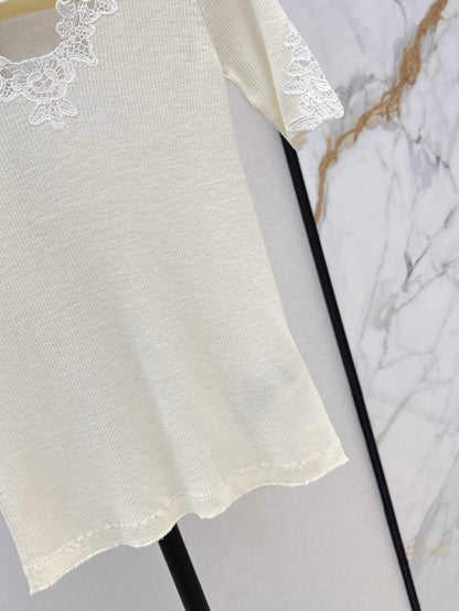 Cho 25ss lace knit shirt
