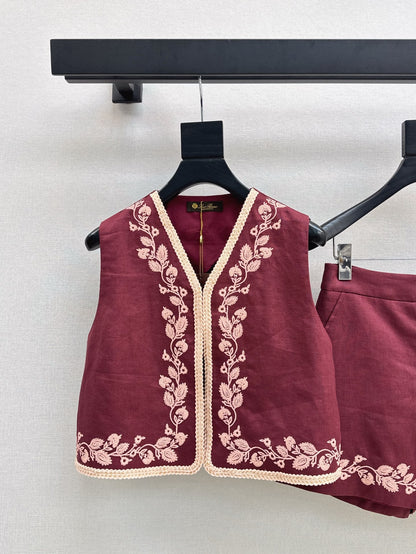 Loro 25ss linen embroidered suit