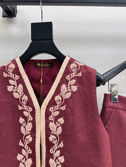 Loro 25ss linen embroidered suit