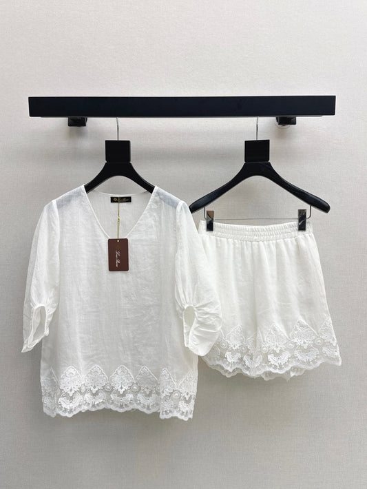 Loro 25ss linen lace suit