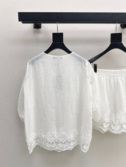 Loro 25ss linen lace suit
