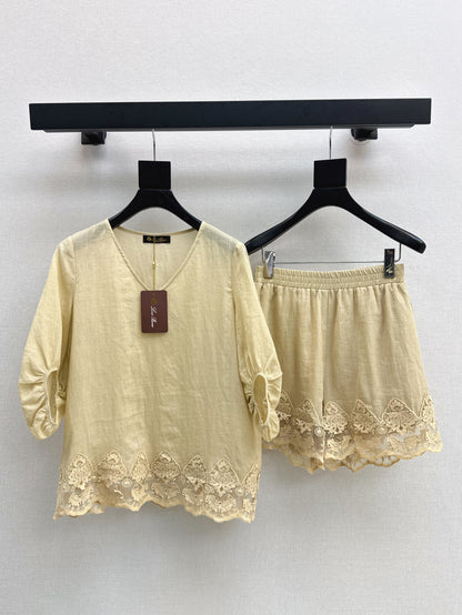 Loro 25ss linen lace suit