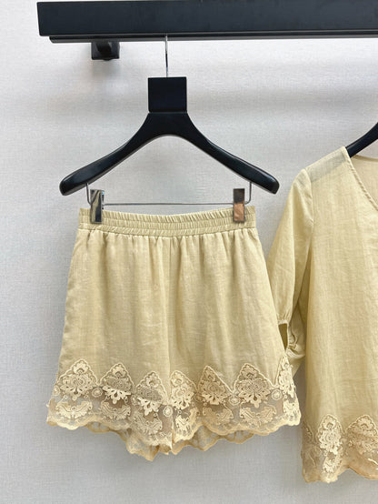 Loro 25ss linen lace suit