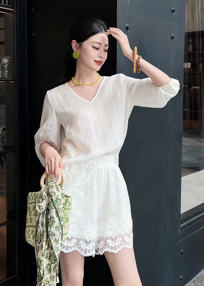 Loro 25ss linen lace suit