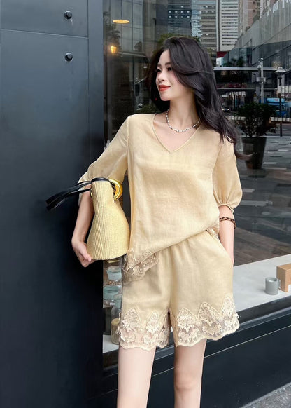 Loro 25ss linen lace suit