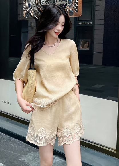 Loro 25ss linen lace suit