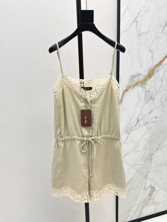 Loro 25ss lace linen jumpsuit