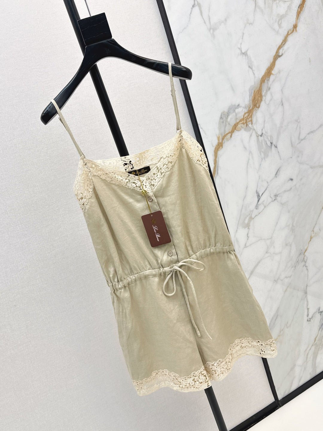 Loro 25ss lace linen jumpsuit