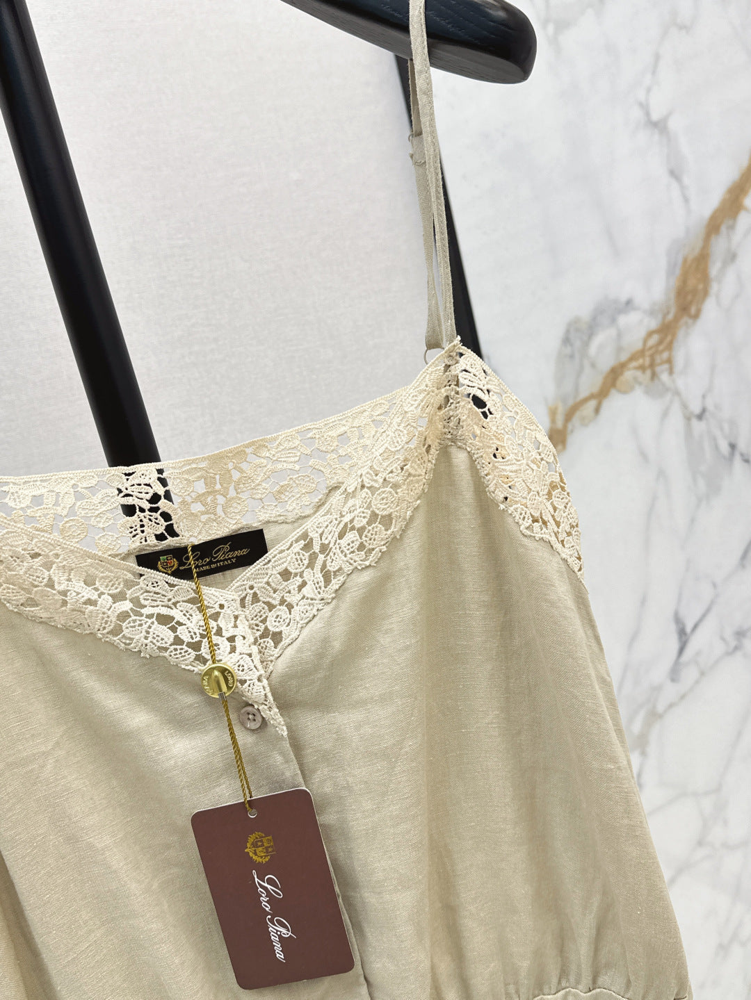 Loro 25ss lace linen jumpsuit
