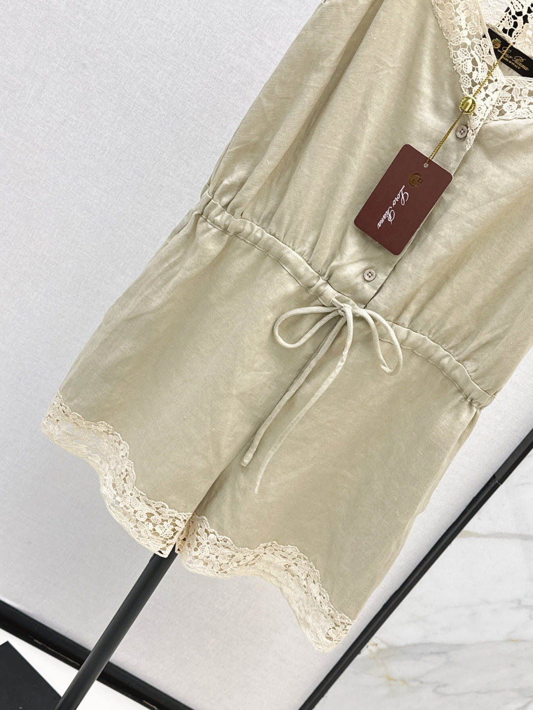 Loro 25ss lace linen jumpsuit