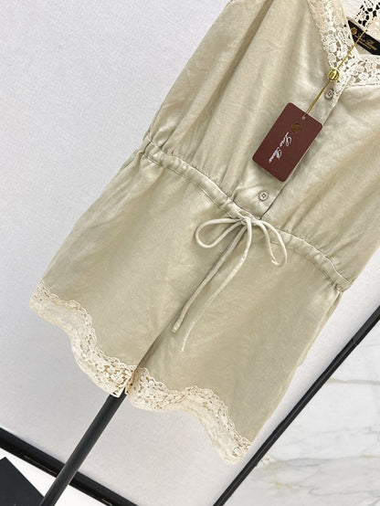 Loro 25ss lace linen jumpsuit