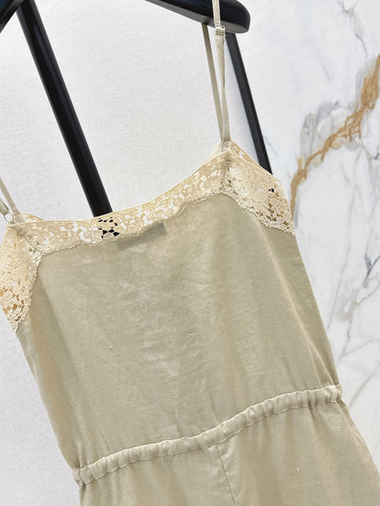 Loro 25ss lace linen jumpsuit