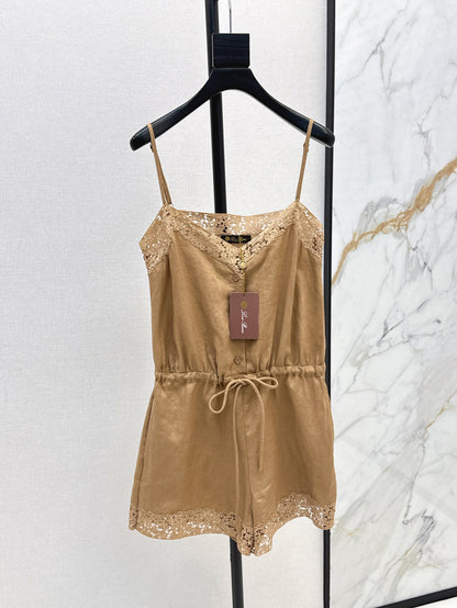 Loro 25ss lace linen jumpsuit