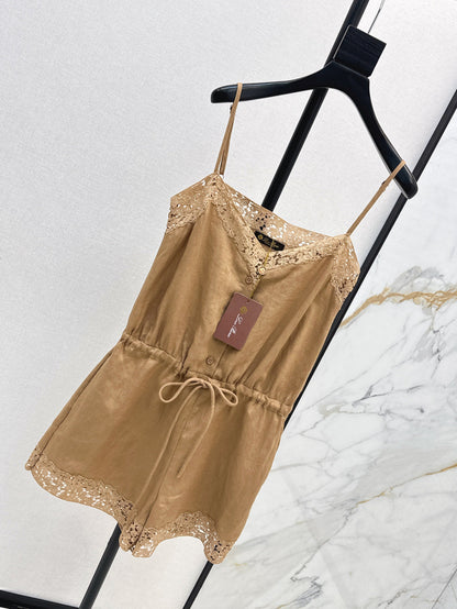 Loro 25ss lace linen jumpsuit