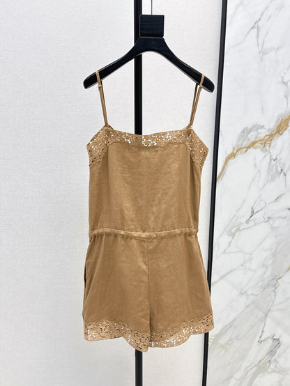 Loro 25ss lace linen jumpsuit