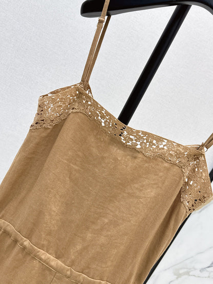Loro 25ss lace linen jumpsuit