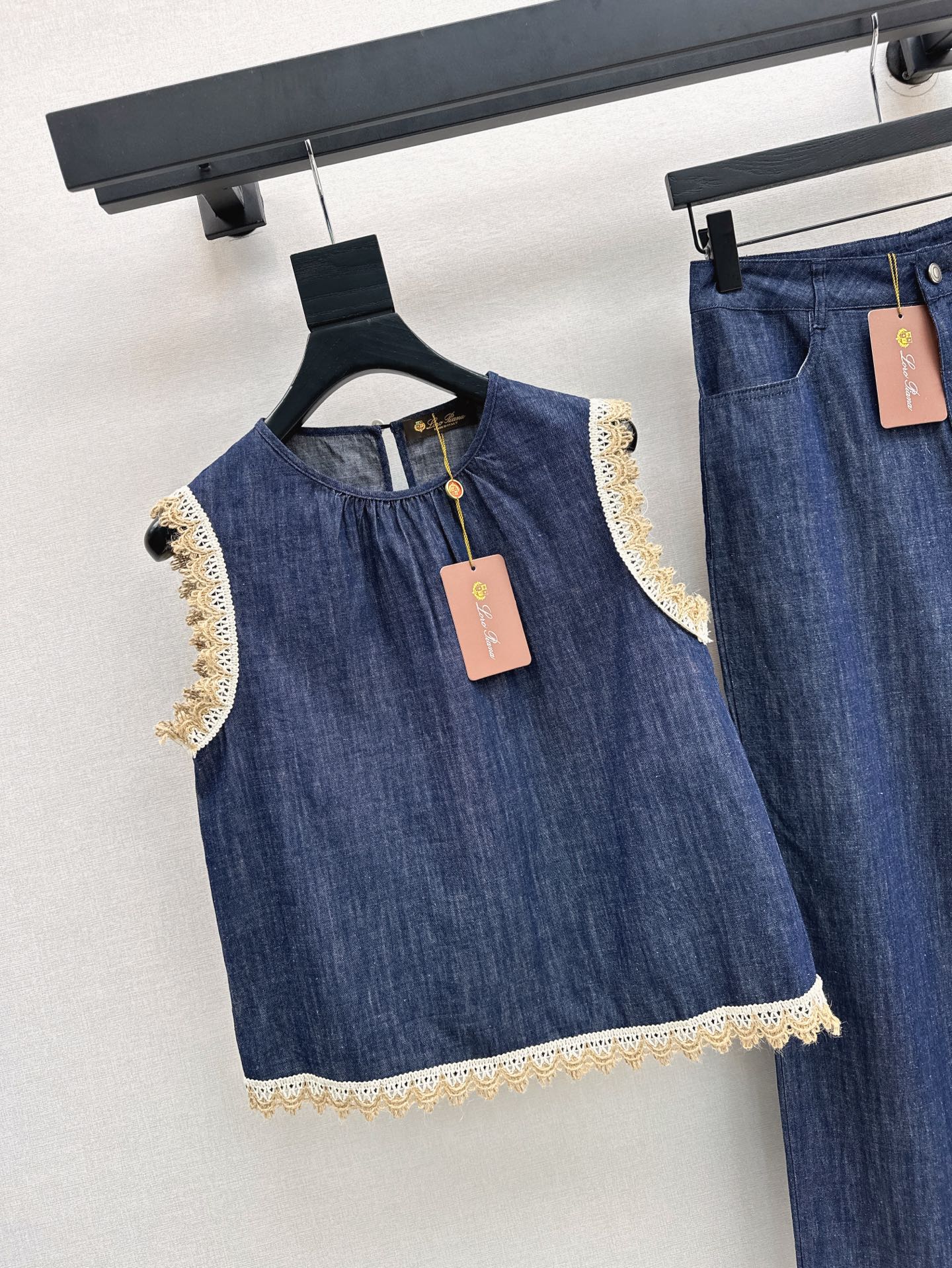 Loro 25ss denim lace vest