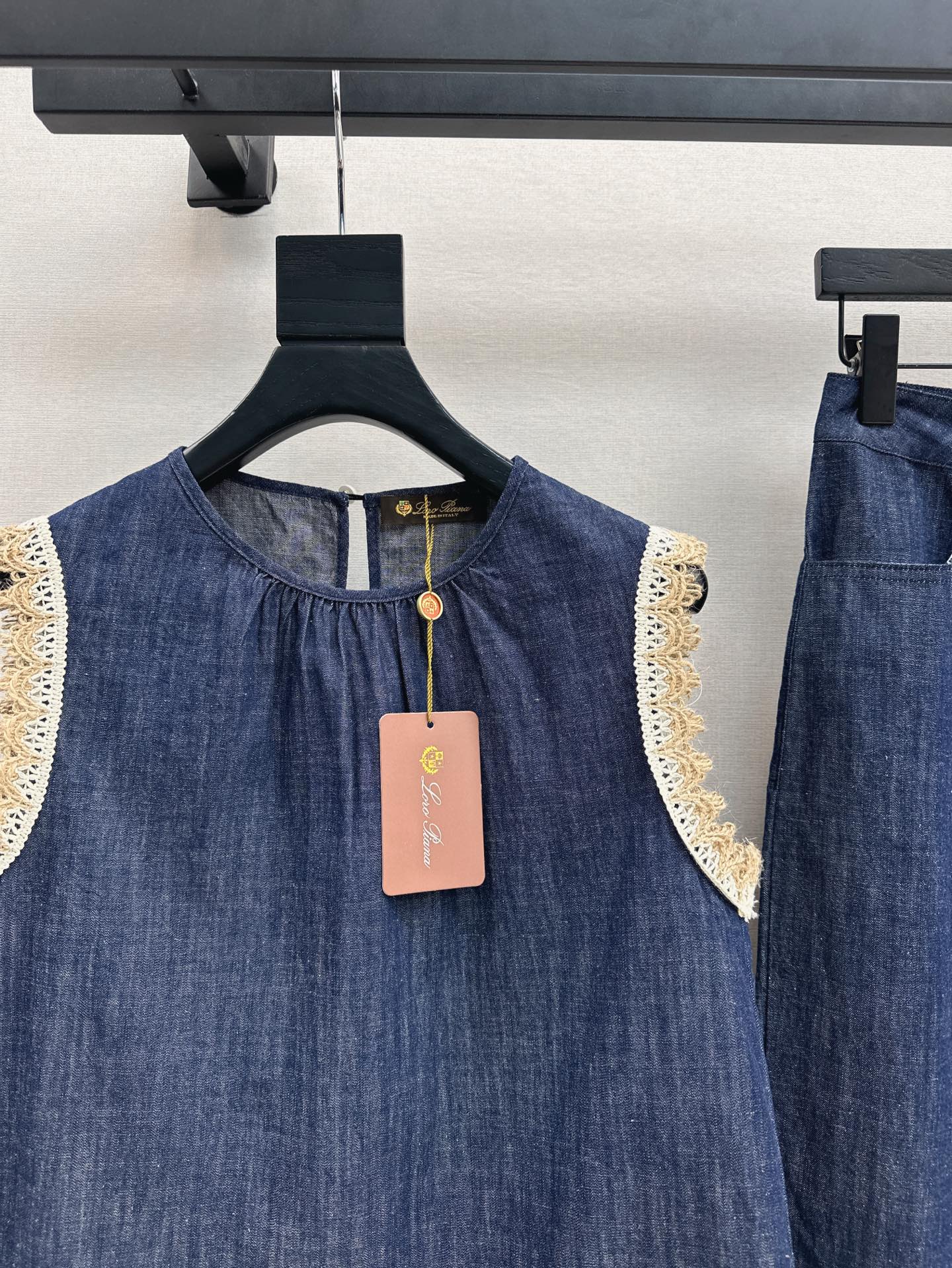 Loro 25ss denim lace vest