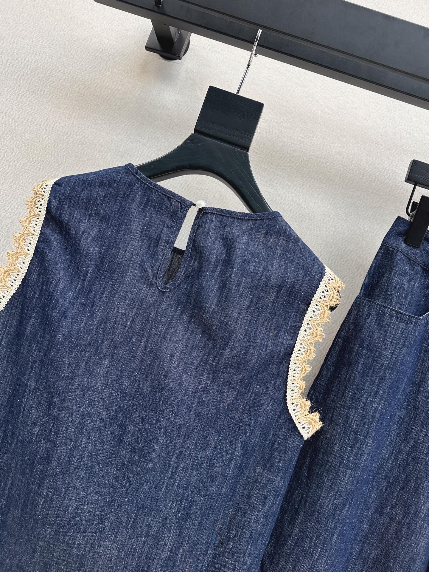 Loro 25ss denim lace vest