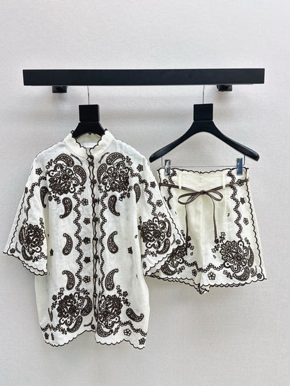 Zimm 25ss linen embroidered shirt