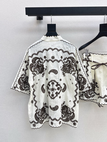 Zimm 25ss linen embroidered shirt