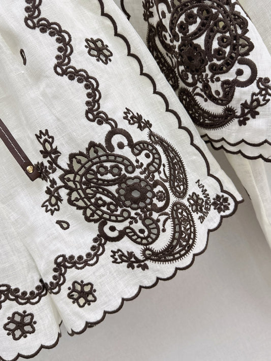 Zimm 25ss linen embroidered short