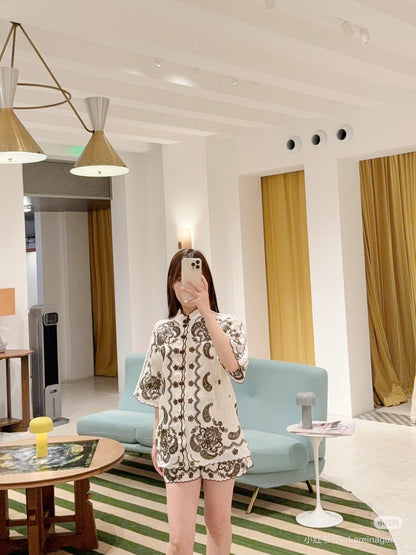 Zimm 25ss linen embroidered shirt