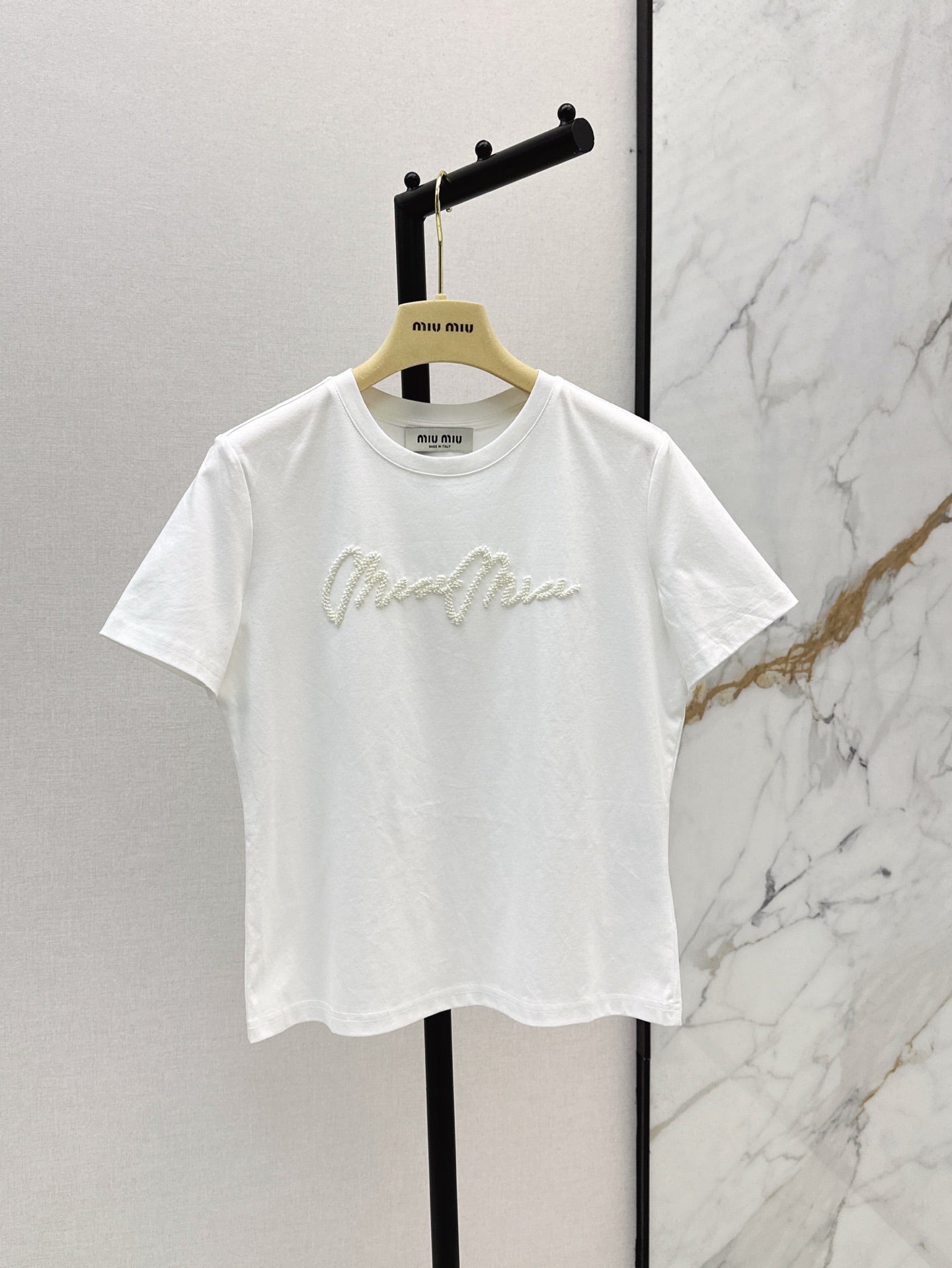 Miu 25ss beaded t-shirt