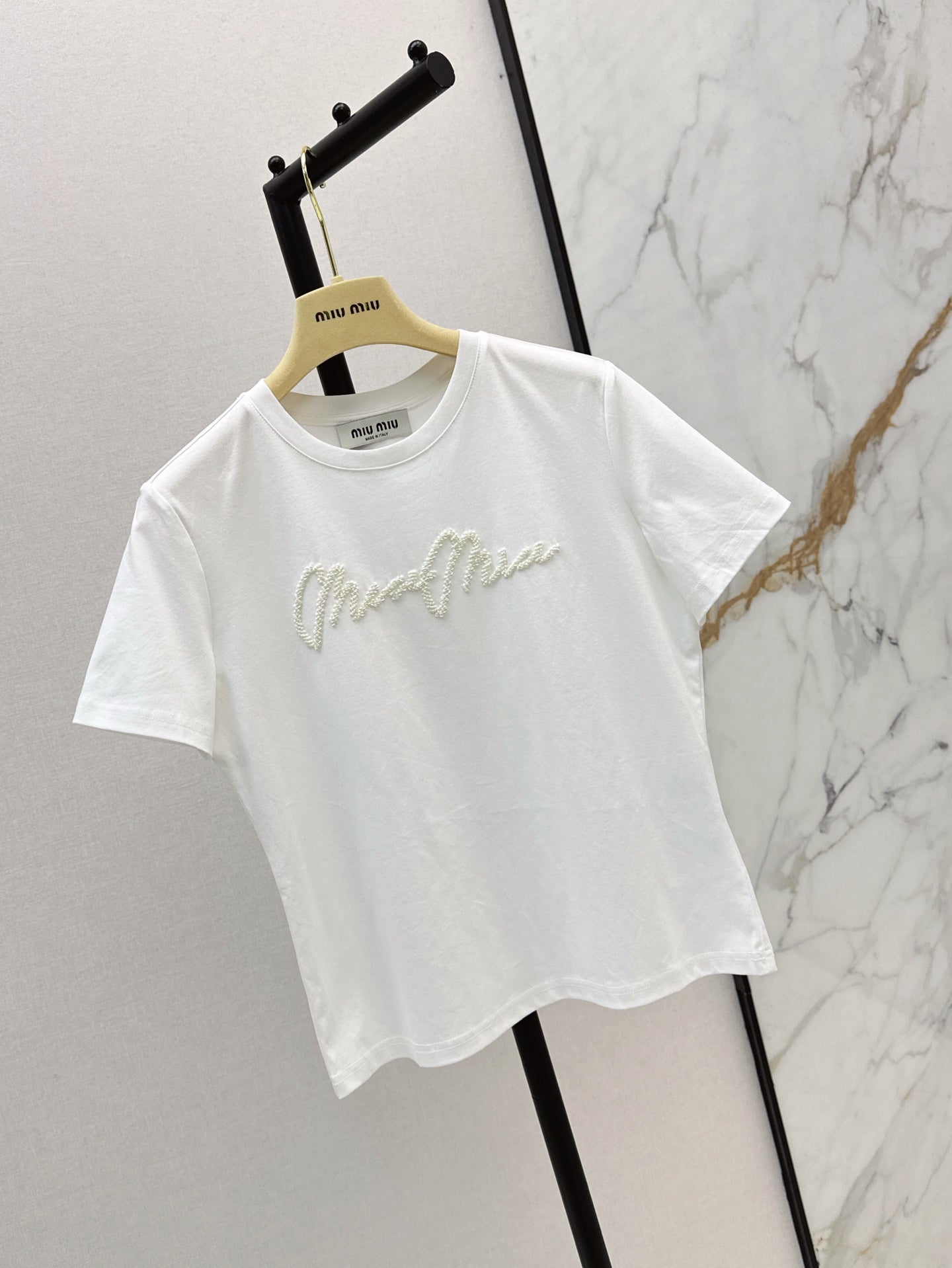 Miu 25ss beaded t-shirt