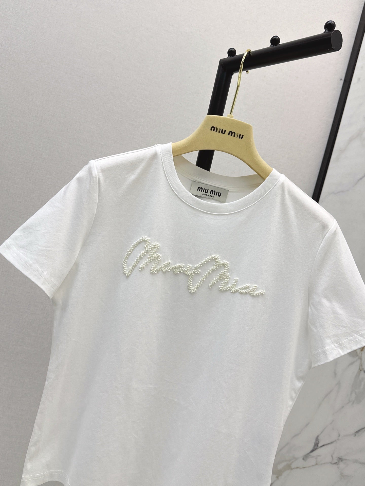 Miu 25ss beaded t-shirt