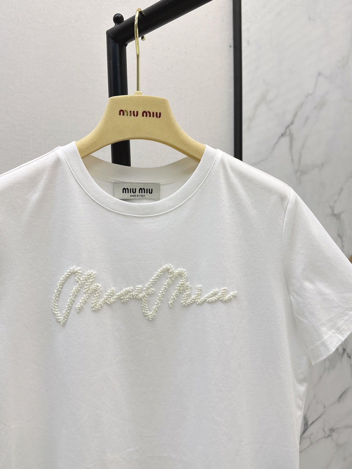 Miu 25ss beaded t-shirt