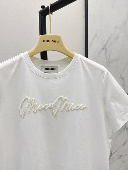 Miu 25ss beaded t-shirt