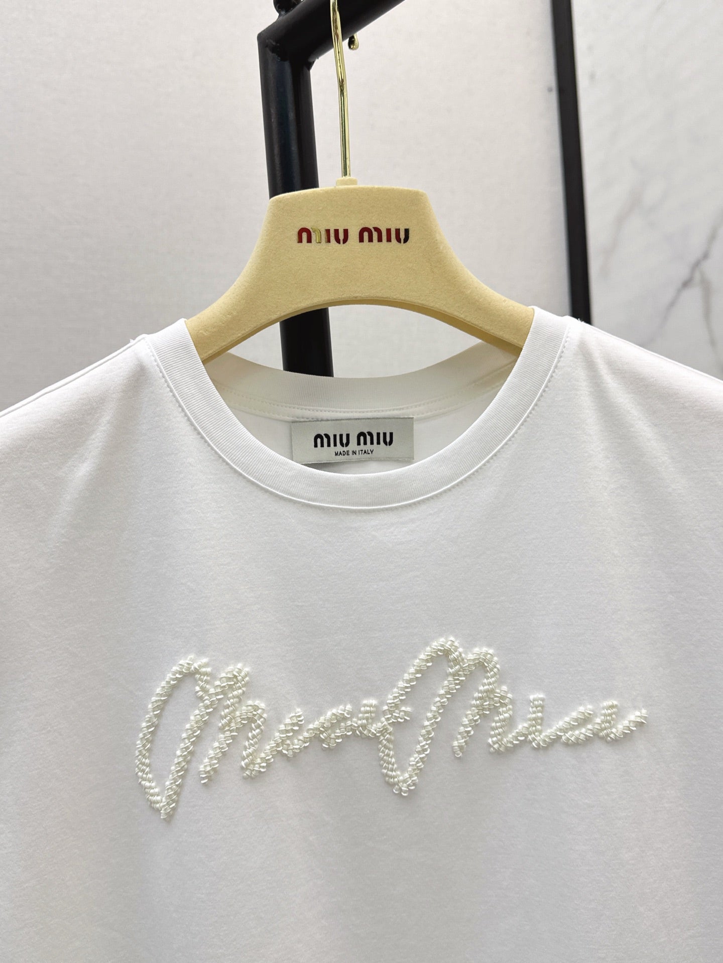 Miu 25ss beaded t-shirt