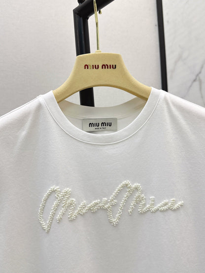 Miu 25ss beaded t-shirt