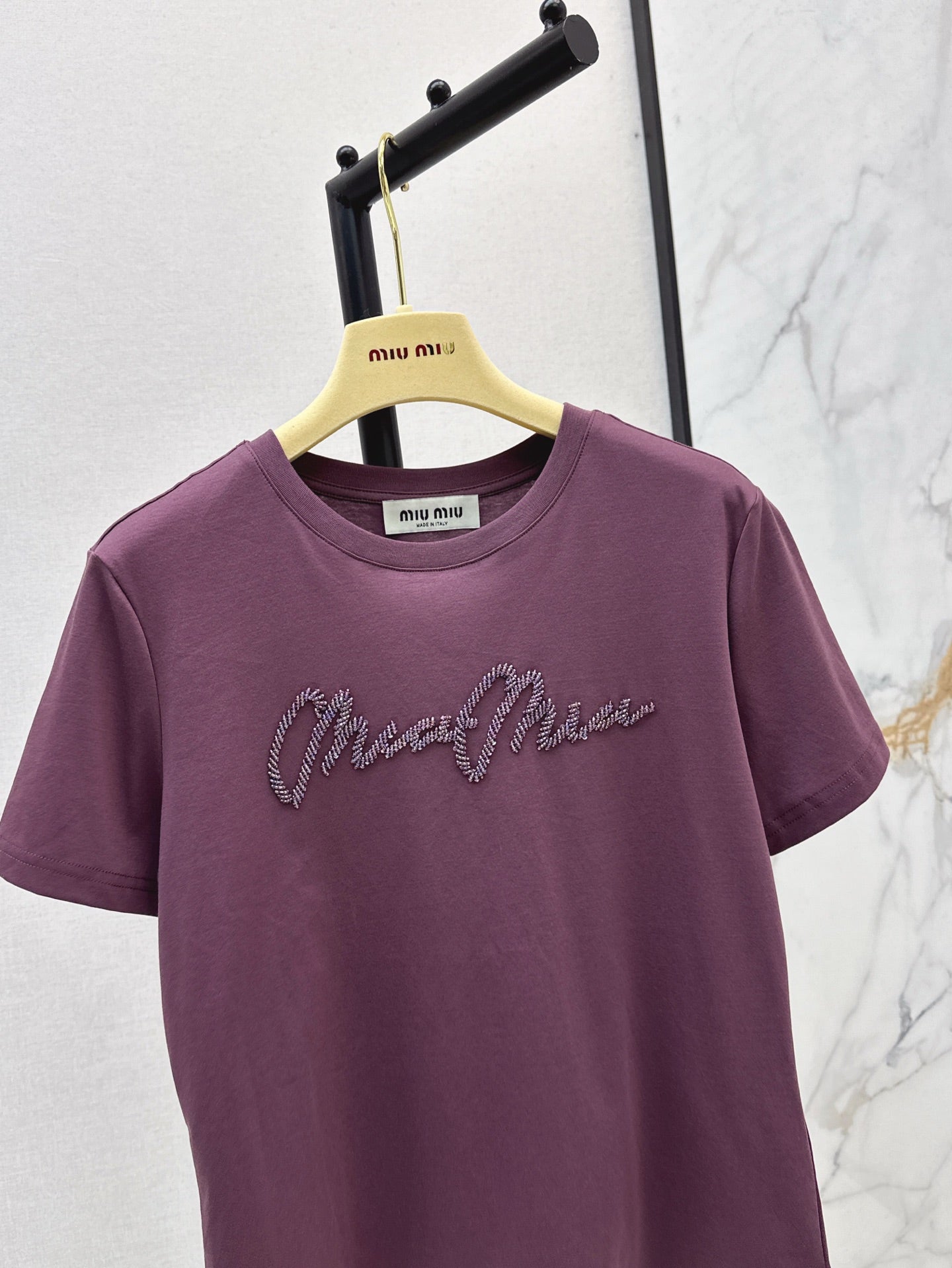 Miu 25ss beaded t-shirt