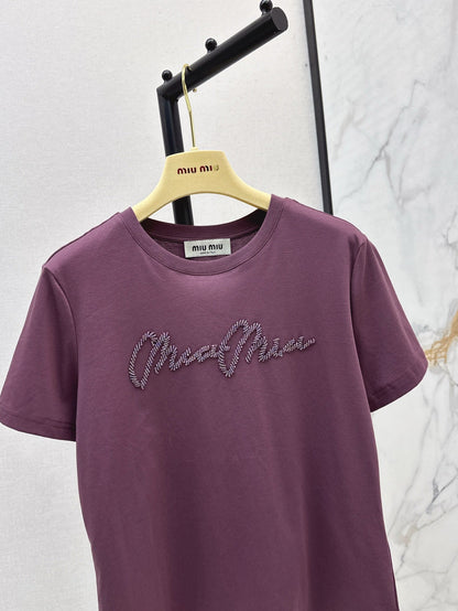 Miu 25ss beaded t-shirt