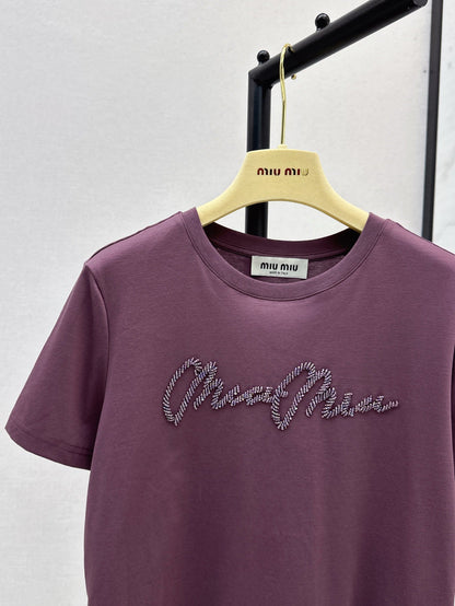 Miu 25ss beaded t-shirt