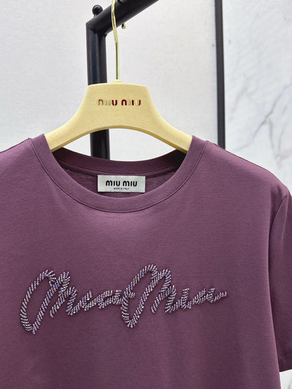Miu 25ss beaded t-shirt