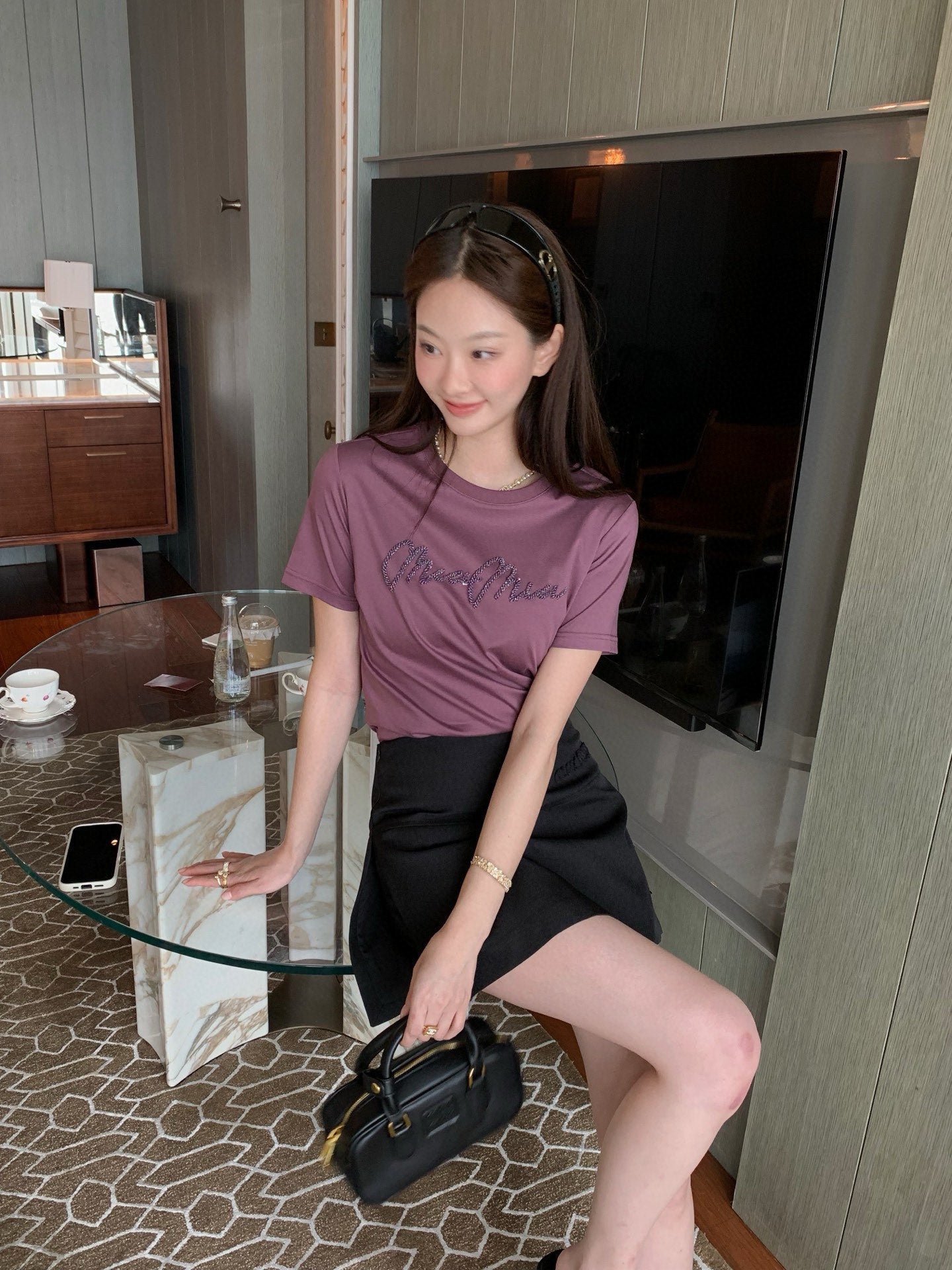 Miu 25ss beaded t-shirt