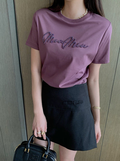 Miu 25ss beaded t-shirt
