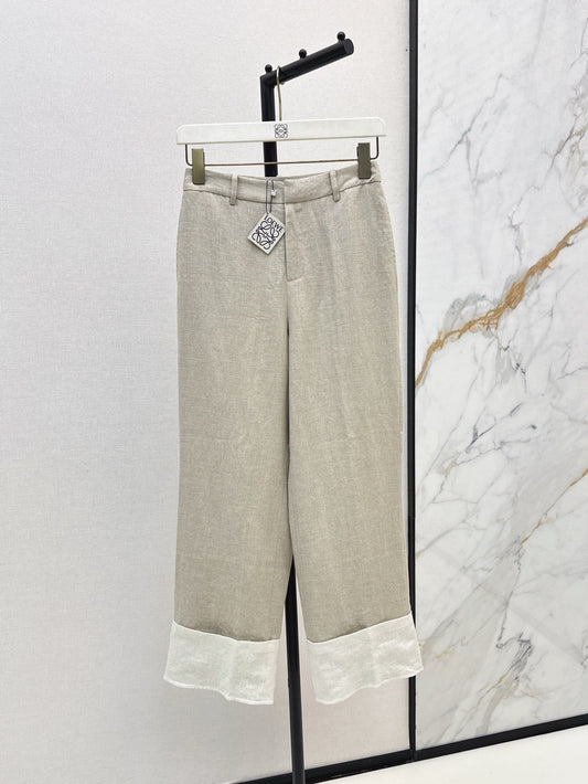 Loe 25ss Linen rolled-up pants