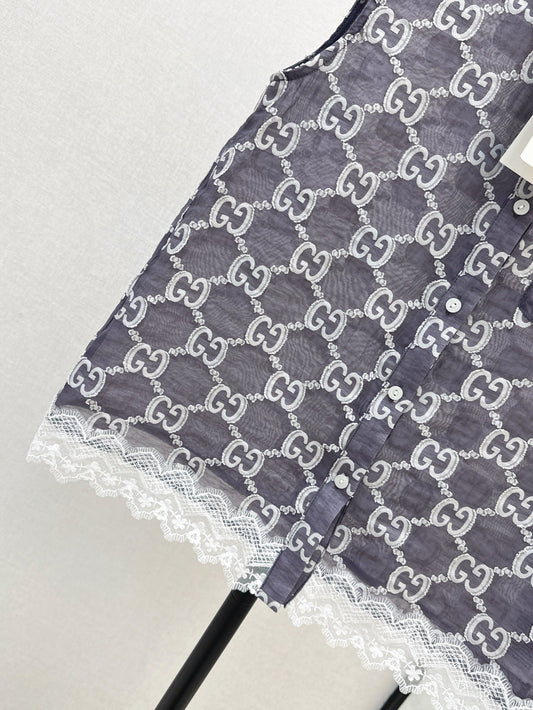 Gu 25ss jacquard lace vest