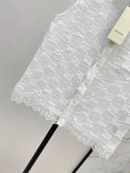 Gu 25ss jacquard lace vest