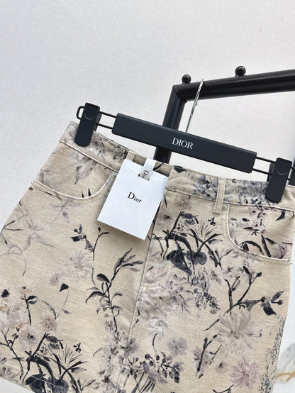 CD 25ss print denim skirt
