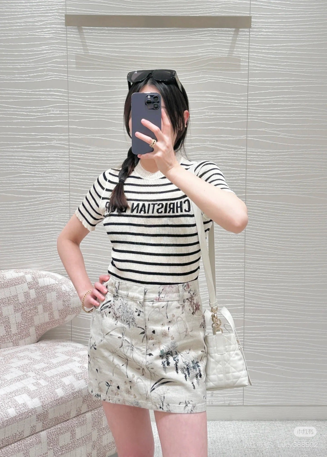CD 25ss print denim skirt