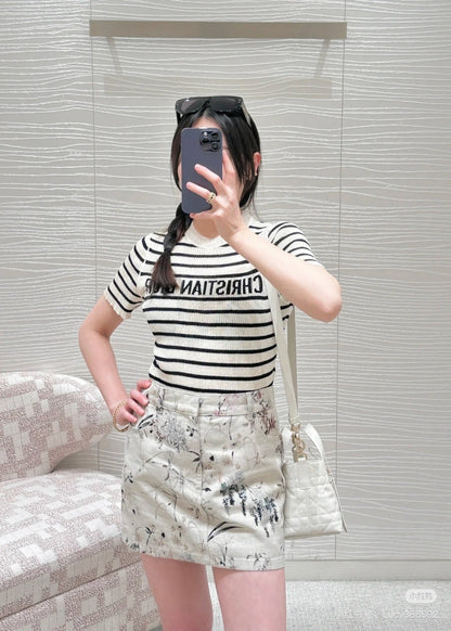 CD 25ss print denim skirt