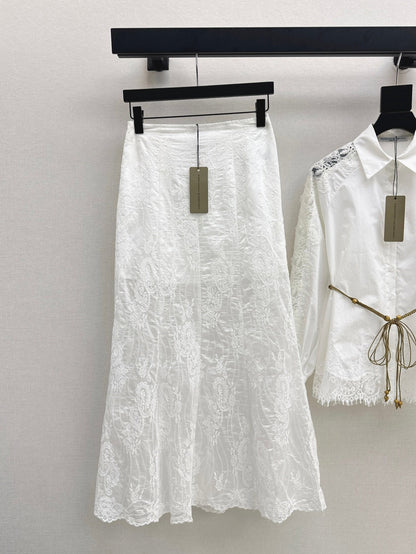 Es 25ss lace hollow skirt