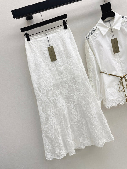 Es 25ss lace hollow skirt