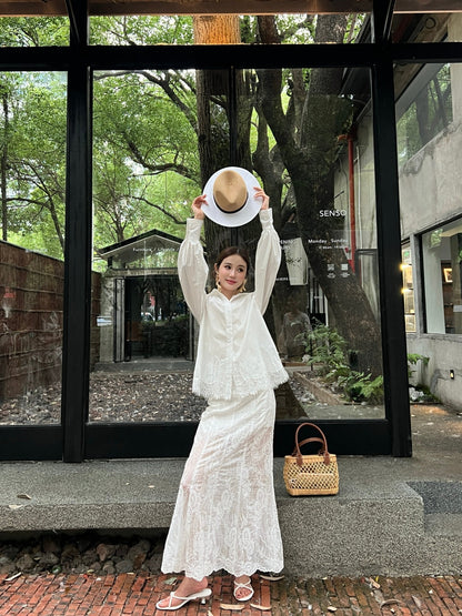Es 25ss lace hollow skirt